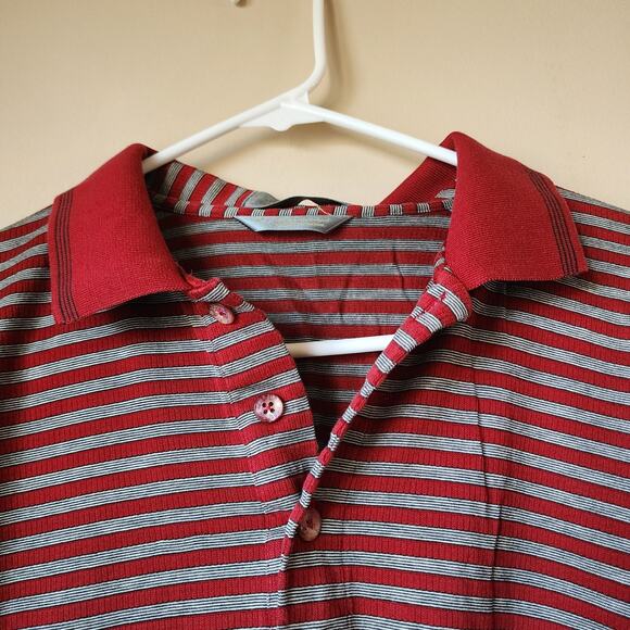 Descente International Collection Golf Polo Mens Size XL Red Gray Striped Vtg - Picture 3 of 8